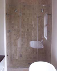 Custom frameless showers with centre door