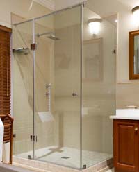 Frameless shower doors with panels