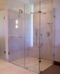 Frameless glass showers with panels